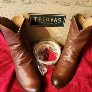 Tecovas leather men's zip boot with matching belt & buckle